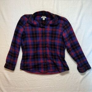 LL BEAN Women's Angus Scotch Plaid Relaxed Fit Flannel Size M
